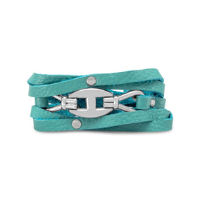 7.5" Criss Cross Design Turquoise Leather Fashion Wrap Bracelet