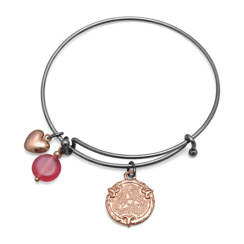 Expandable Black and Copper Tone Multicharm Fashion Bangle Bracelet