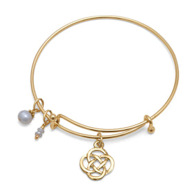 Expandable Gold Tone Celtic Fashion Bangle Bracelet