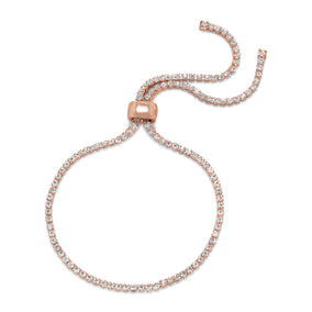 Rose Tone and Crystal Friendship Bolo Fashion Bracelet