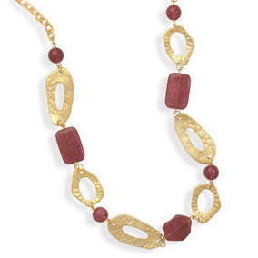 Hammered Gold Tone Fashion Necklace