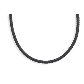 20" Braided Black Leather Necklace