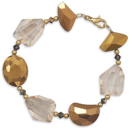8" Gold Plated Glass Nugget Fashion Bracelet