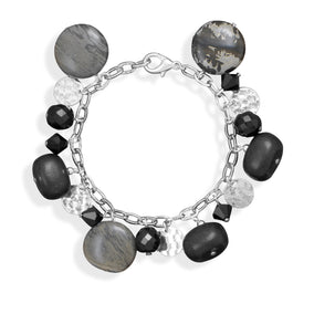 7.5" Multibead Silver Plated Fashion Bracelet