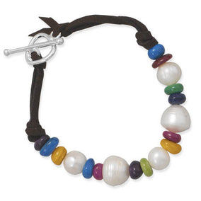 8" Multicolor Dyed Shell Fashion Bracelet