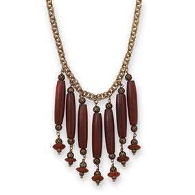 16.5" + 2" Brass Necklace with Horn Beads