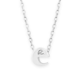 16" + 2" Rhodium Plated Brass Initial "e" Necklace