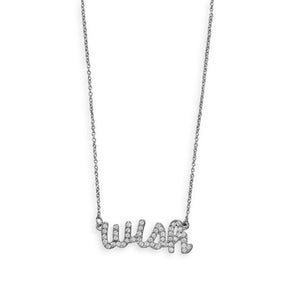 16" + 3" Silver Tone Crystal "wish" Fashion Necklace