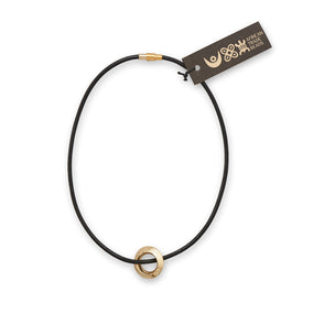 16" African Leather Necklace with 22 Karat Gold Plated Brass Ring