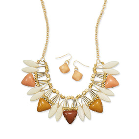 Golden Earth Tone Fashion Necklace and Earring Set