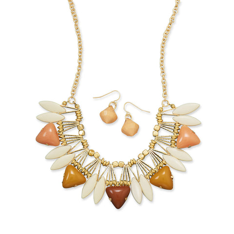 Golden Earth Tone Fashion Necklace and Earring Set