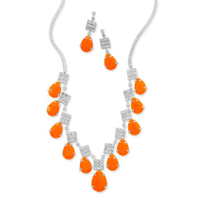 Orange Pear Drop Fashion Necklace and Earring Set