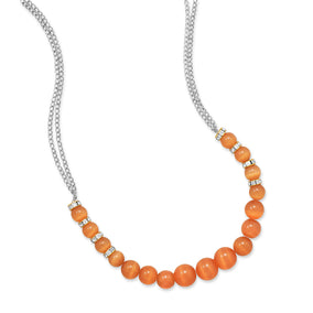 Orange Fiber Optic Glass Bead and Crystal Fashion Necklace