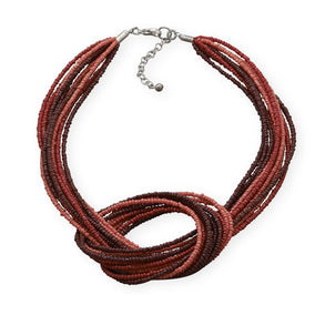 20" + 2" Shades of Red Knot Design Fashion Necklace