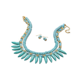 Magnesite Spike Fashion Necklace and Earring Set