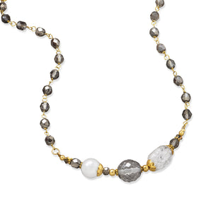 16" + 2" Gold Tone Multistone Fashion Necklace