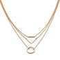 Triple Strand Gold Tone Geometric Fashion Necklace