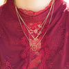 Triple Strand Gold Tone Geometric Fashion Necklace