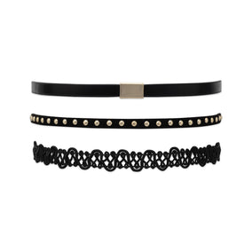 Set of 3 Black Fashion Choker Necklaces