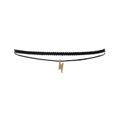 Double Strand Fashion Choker with Lightning Bolt Slide