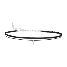 Double Strand Fashion Choker with Cross Slide