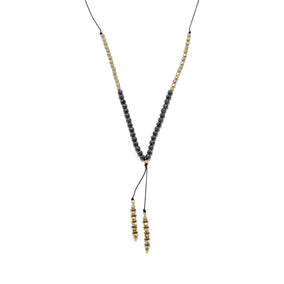 Set of 3 Faceted Hematite and Gold Tone Czech Glass Bead Fashion Necklaces