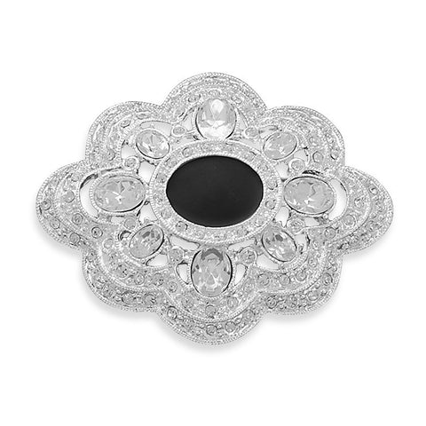 Silver Plated Crystal Fashion Pin with Epoxy