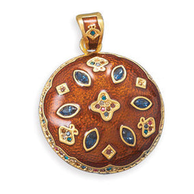 14 Karat Gold Plated Multicolor Crystal Fashion Pendant