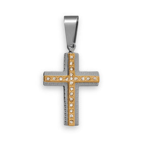 Gold Tone Stainless Steel Cross Pendant