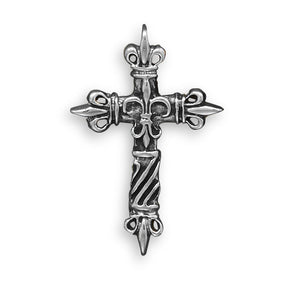 White Brass Fleur de Lis Cross Pendant