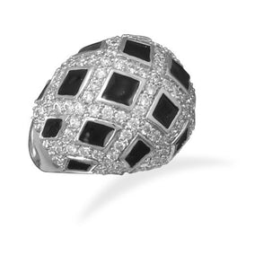 Rhodium Plated Brass Epoxy and CZ Ring