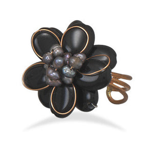 Bronze and Black Onyx Adjustable Fashion Ring