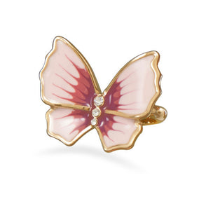 14 Karat Gold Plated Brass Butterfly Ring