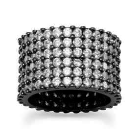Hematite Plated Brass Multirow Clear CZ Band