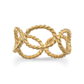 14 Karat Gold Plated Brass Rope Link Ring