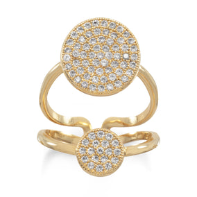 14 Karat Gold Plated Double CZ Circle Fashion Ring