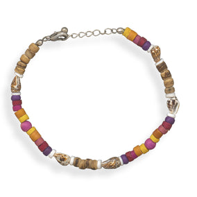 Multicolor Wood Bead Anklet