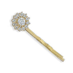 14 Karat Gold Plated Fashion Bobby Pin with Crystal