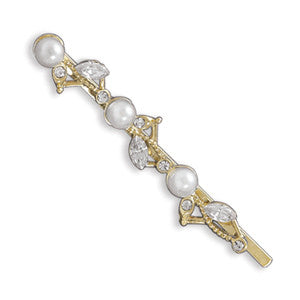 14 Karat Gold Plated Fashion Bobby Pin with Multistone Design