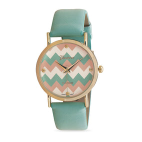 Mint Green Chevron Print Fashion Watch