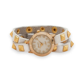 White Leather Fashion Wrap Watch