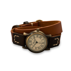 16.5" Brown and Orange Leather Wrap Fashion Watch