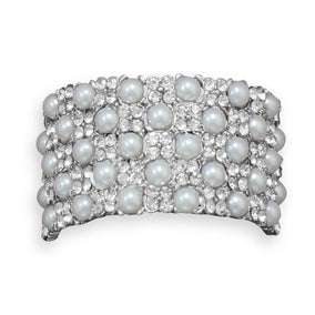 Elegant Crystal and Simulated Pearl Fashion Hair Tie