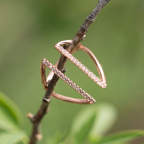 14 Karat Rose Gold Plated CZ Bar Fashion Ring
