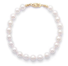 8" 6.5-7mm Grade AAA Cultured Akoya Pearl Bracelet