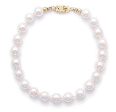 8" 6.5-7mm Grade AAA Cultured Akoya Pearl Bracelet