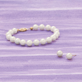 6.5-7mm Freshwater Pearl Stud Earrings with White Gold Posts and Earring Backs