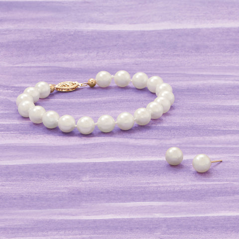 6.5-7mm Freshwater Pearl Stud Earrings with White Gold Posts and Earring Backs