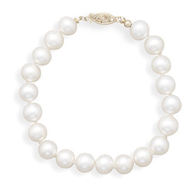 8" 7-7.5mm Cultured Freshwater Pearl Bracelet