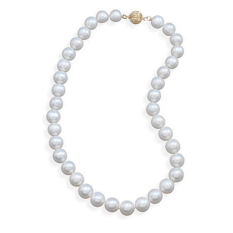16.5" 9.5-10.5mm Cultured Freshwater Pearl Necklace with a Yellow Gold Clasp